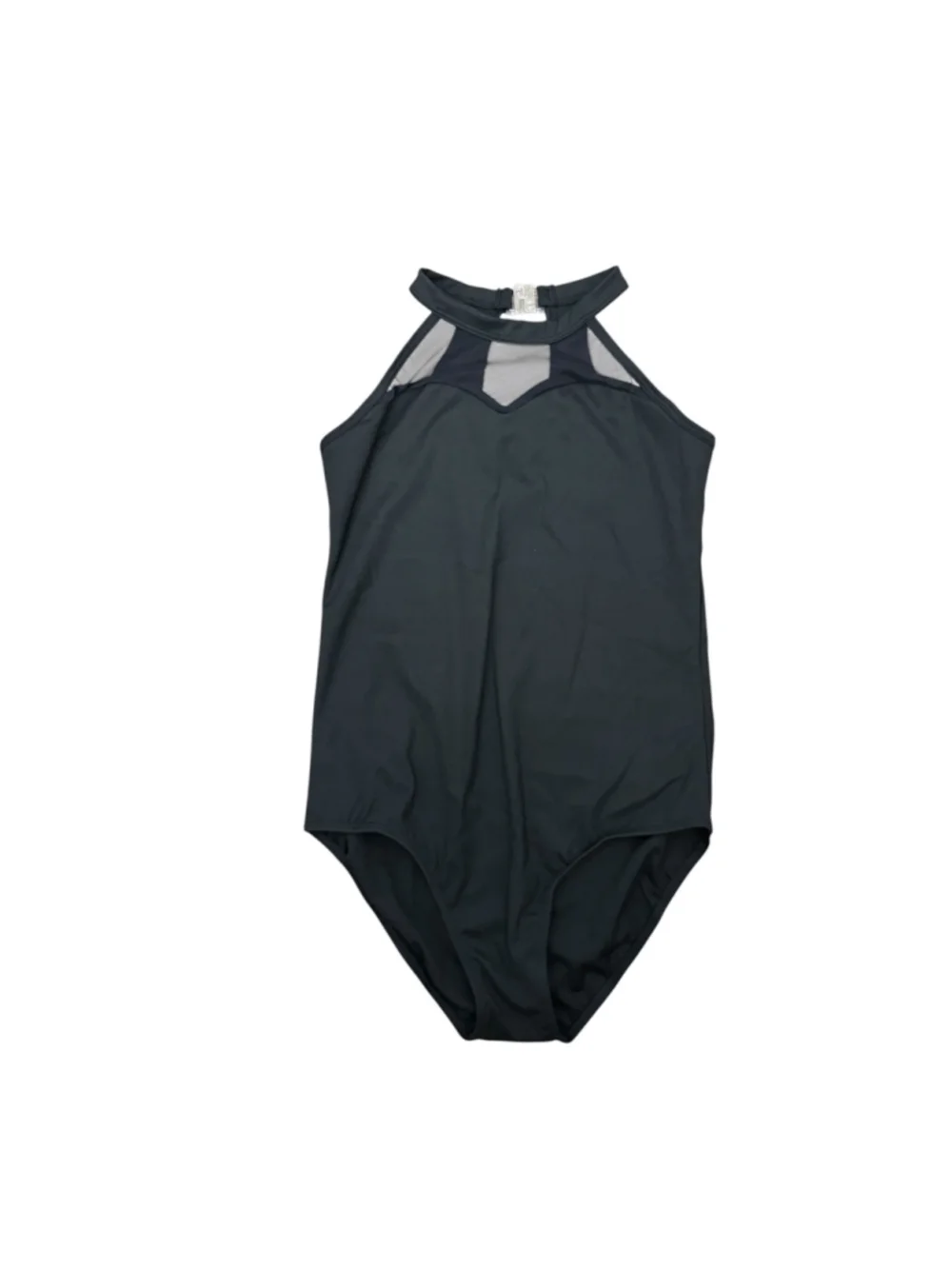 Black Dance Leotard Girls Youth Size 12Y High Neck Mesh Ballet Jazz Contemporary